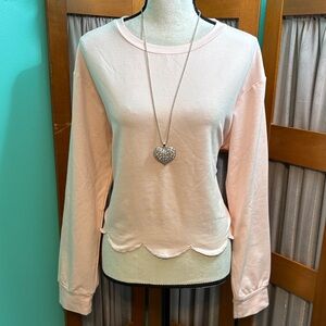 Scalloped Long Sleeve Top